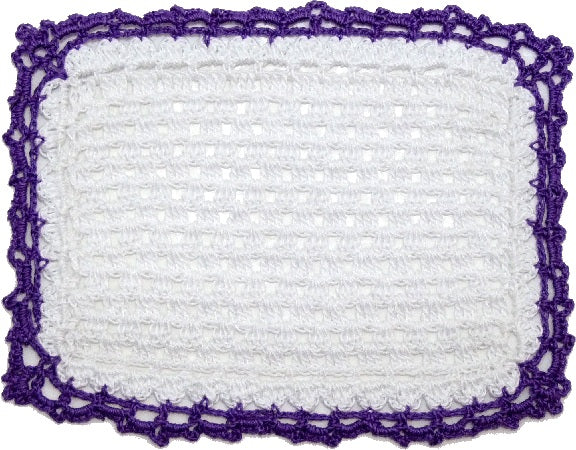 (image for) Hand Crochet Baby Blanket White with Purple