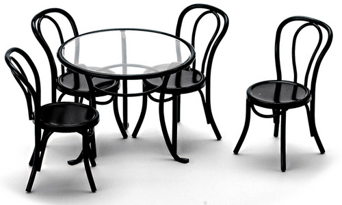 Metal & Glass Patio Table & Chairs Set 5pc - Black