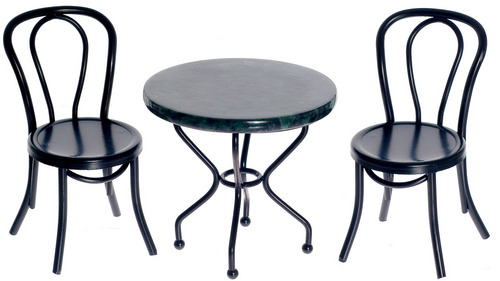 Metal & Marble Patio Table & Chairs Set 3pc - Black