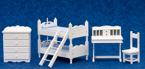 White Bunk Bed w/ Desk & Chair