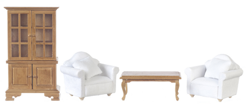 White & Walnut Living Room Set - 7pc