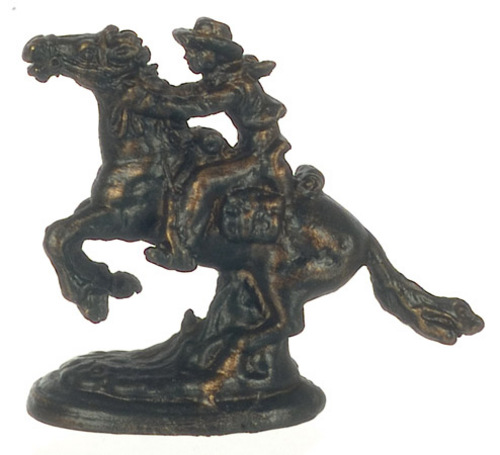Brass Rodeo Rearing Horse Figurine
