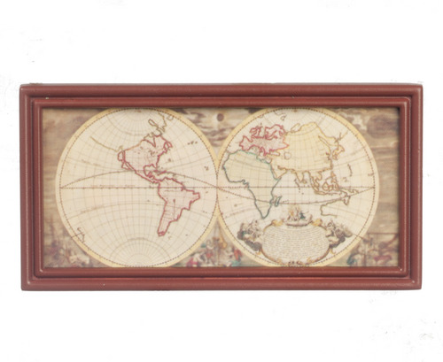 Ancient Map Long Wood Framed