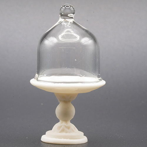 (image for) White Pedestal Cake Plate w/ Domed Glass Cover