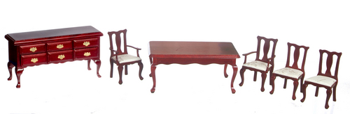 (image for) Mahogany Queen Anne Dining Room Set - 6pc