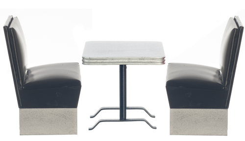 (image for) 1950s Booth Table Set - Black & Silver 3pc