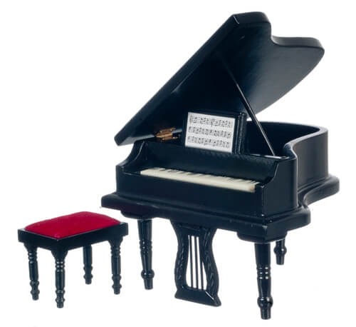 Baby Grand Piano w/ Stool - Black