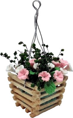 Pink & White Floral Hanging Basket