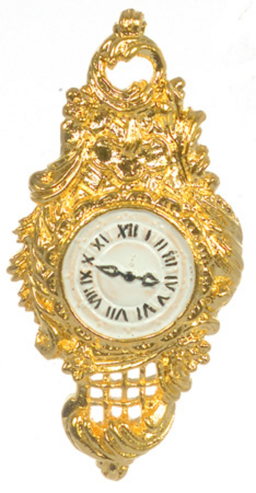 24K Gold Plated Miniature Art Deco Wall Clock