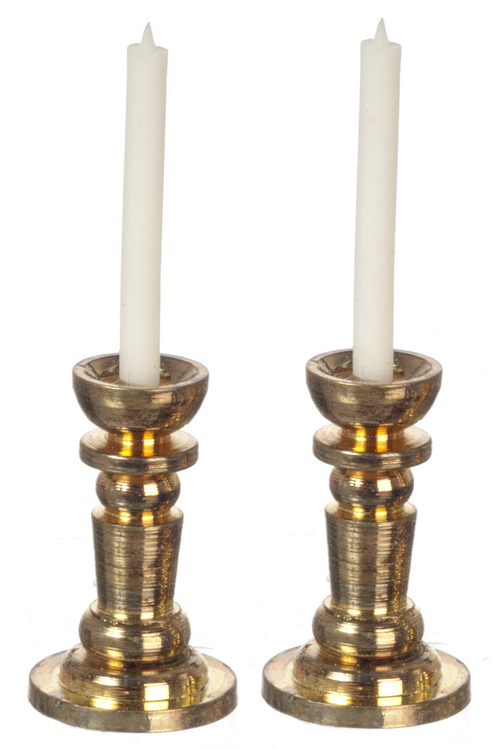 Candlestick Set 2pc Brass Non-Electric