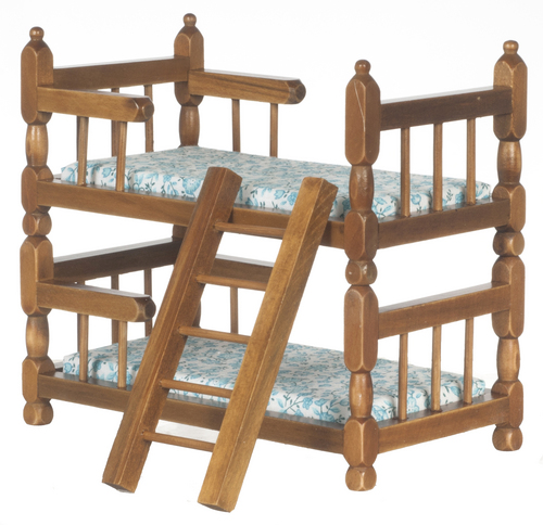 Walnut Bunk Bed w/ Linens & Ladder