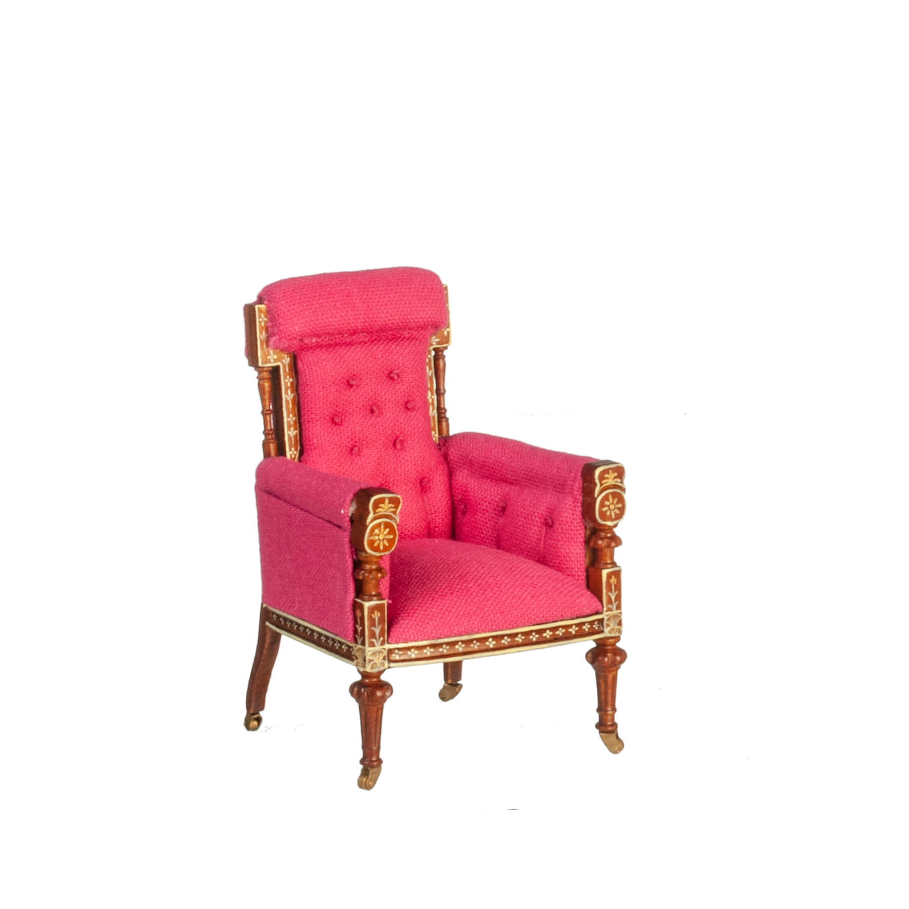 French Armchair - Walnut - Hot Pink