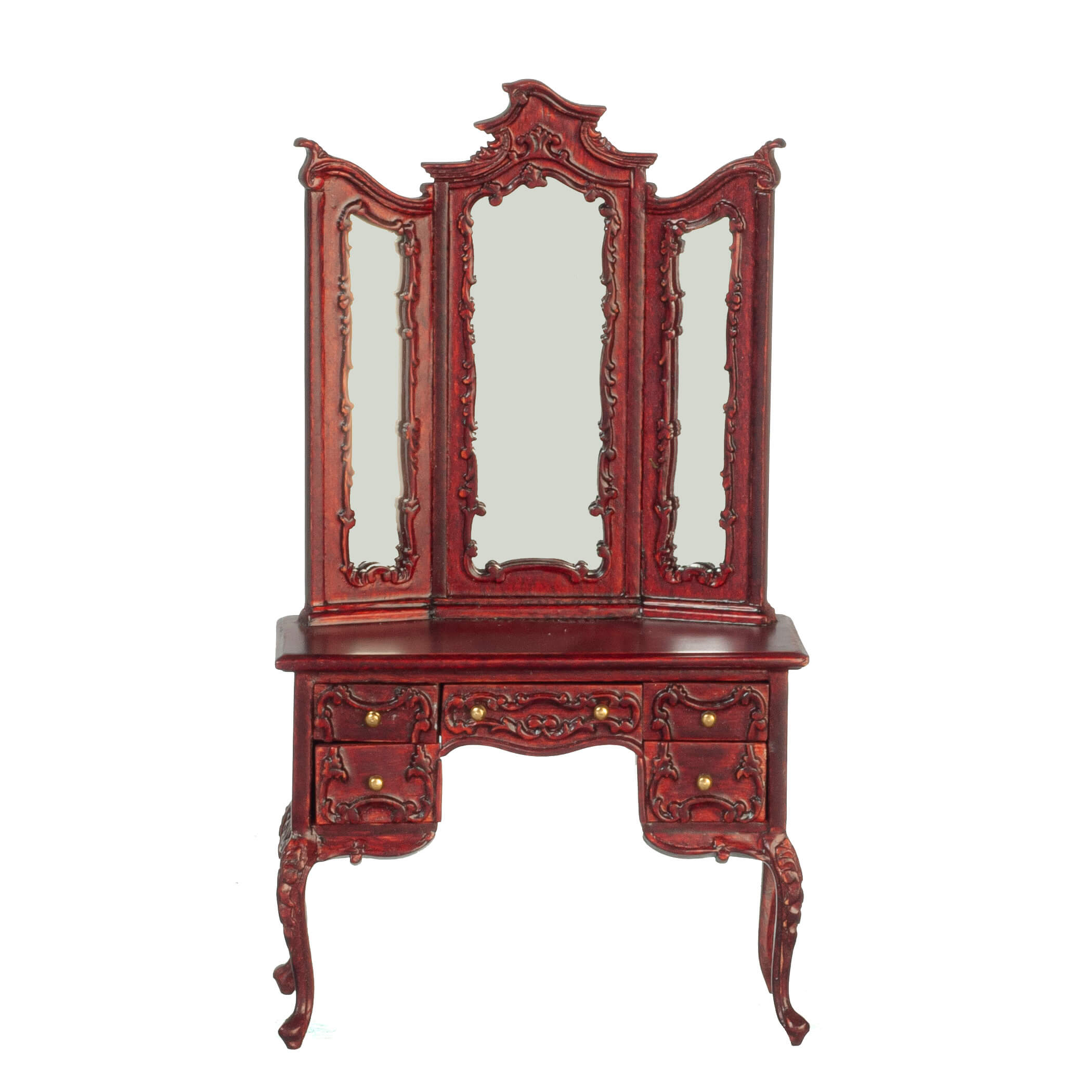 Intricate Dressing Table w/ Mirror - Mahogany