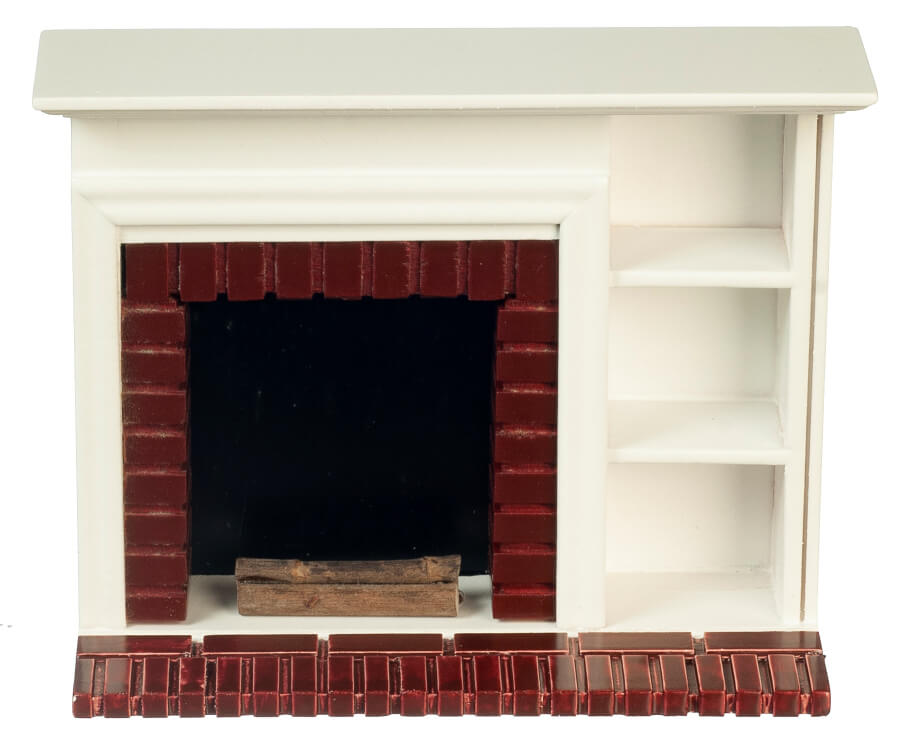 Fireplace w/ Shelves - White