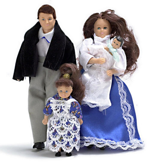 Victorian Doll Familiy Brunette 4pc