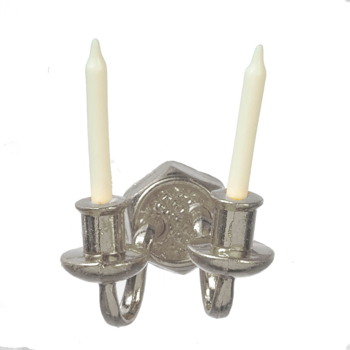 2 Candle Wall Sconce - Silver