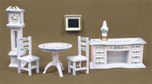 1/4in Scale Parlor Set - White & Blue