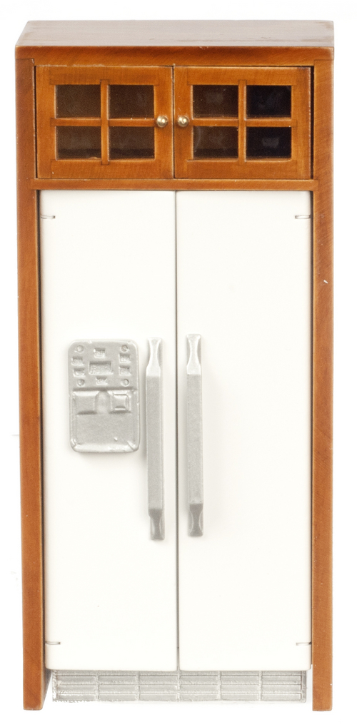 Refrigerator w/ Walnut Overhead Cabinet