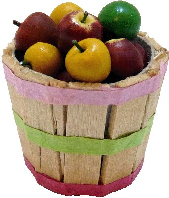 Assorted Apples in a Colored Bushel Basket