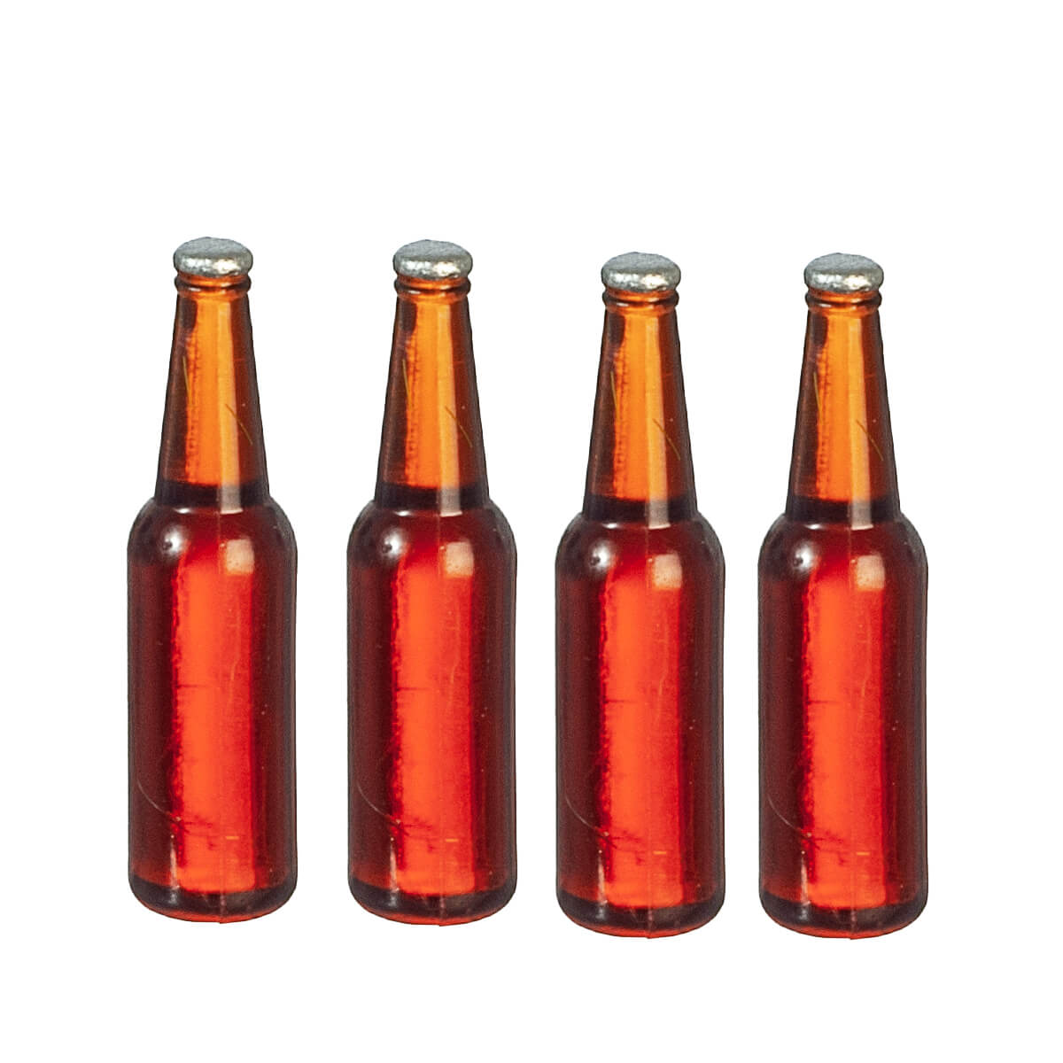 Blank Brown Beer Bottle 4pc Mary's Dollhouse Miniature Accessories