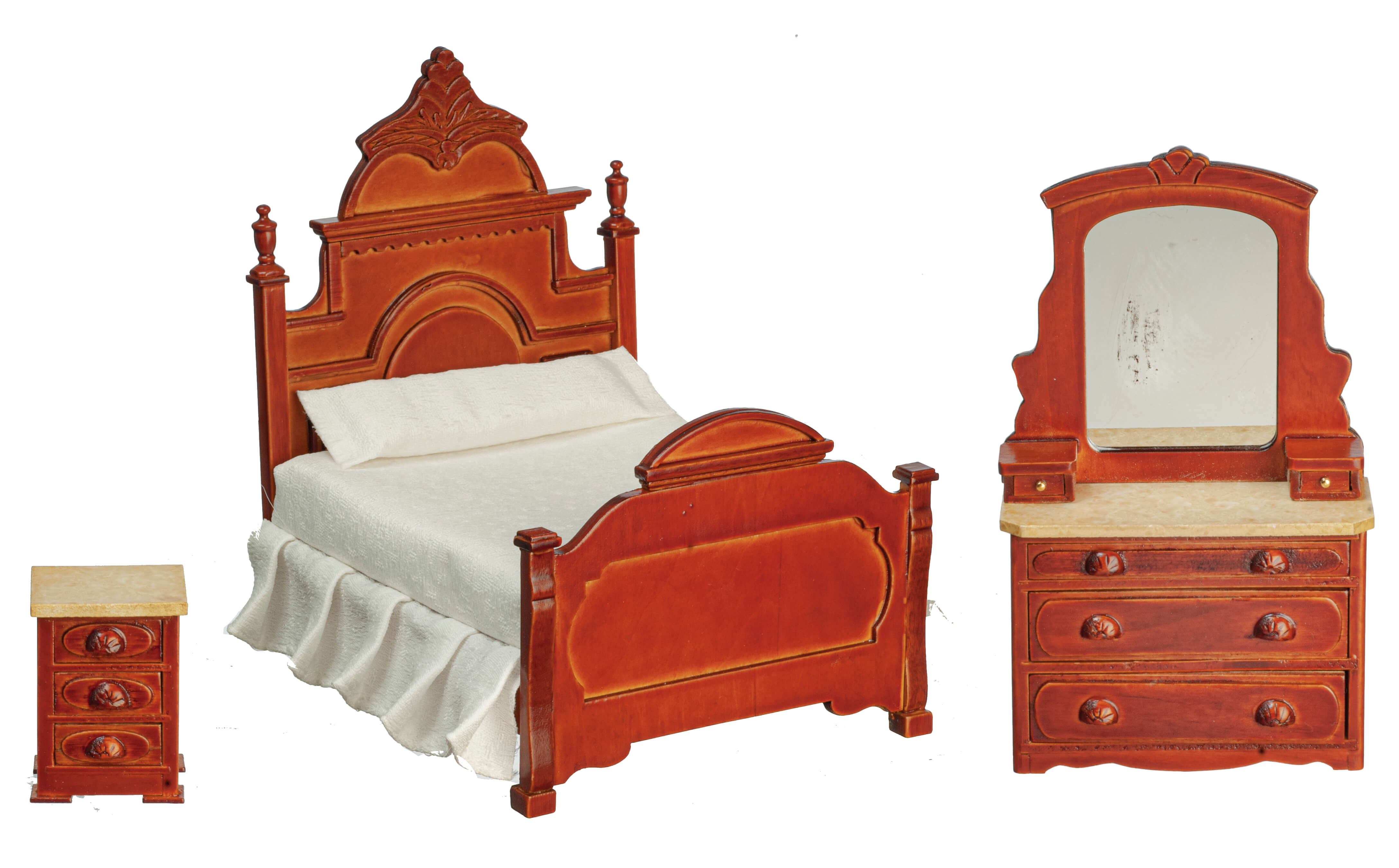 Victorian Bedroom Set 3pc - Walnut
