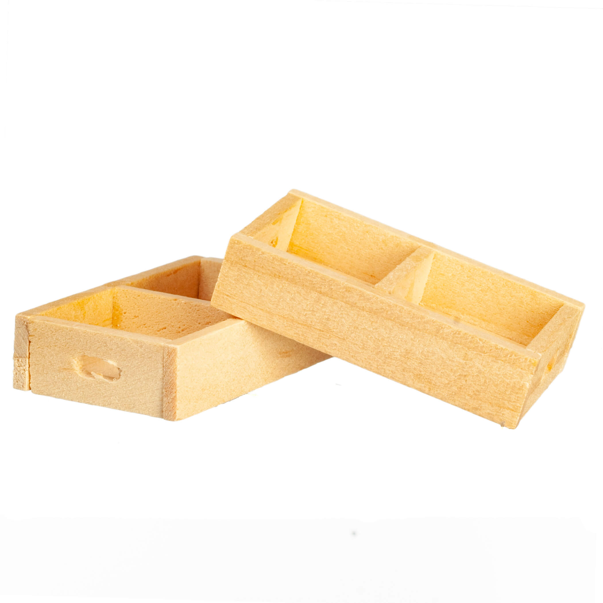 Shallow Wooden Box Crate 2pc - Natural