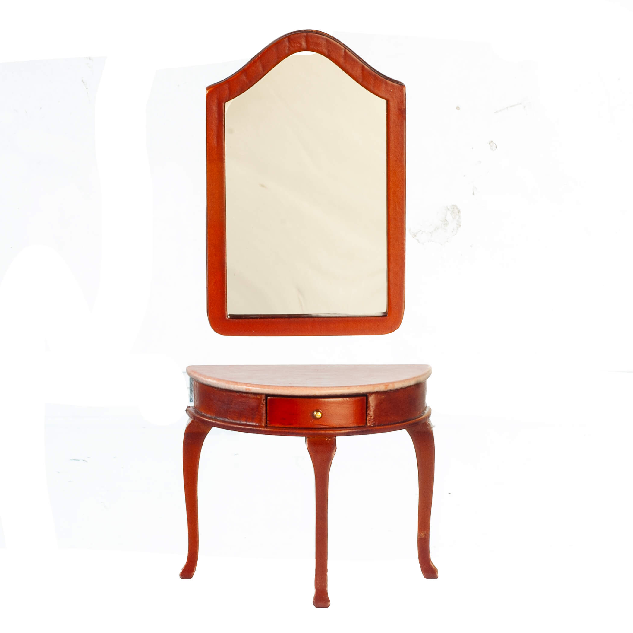 Demi Table & Wall Mirror Set - Walnut