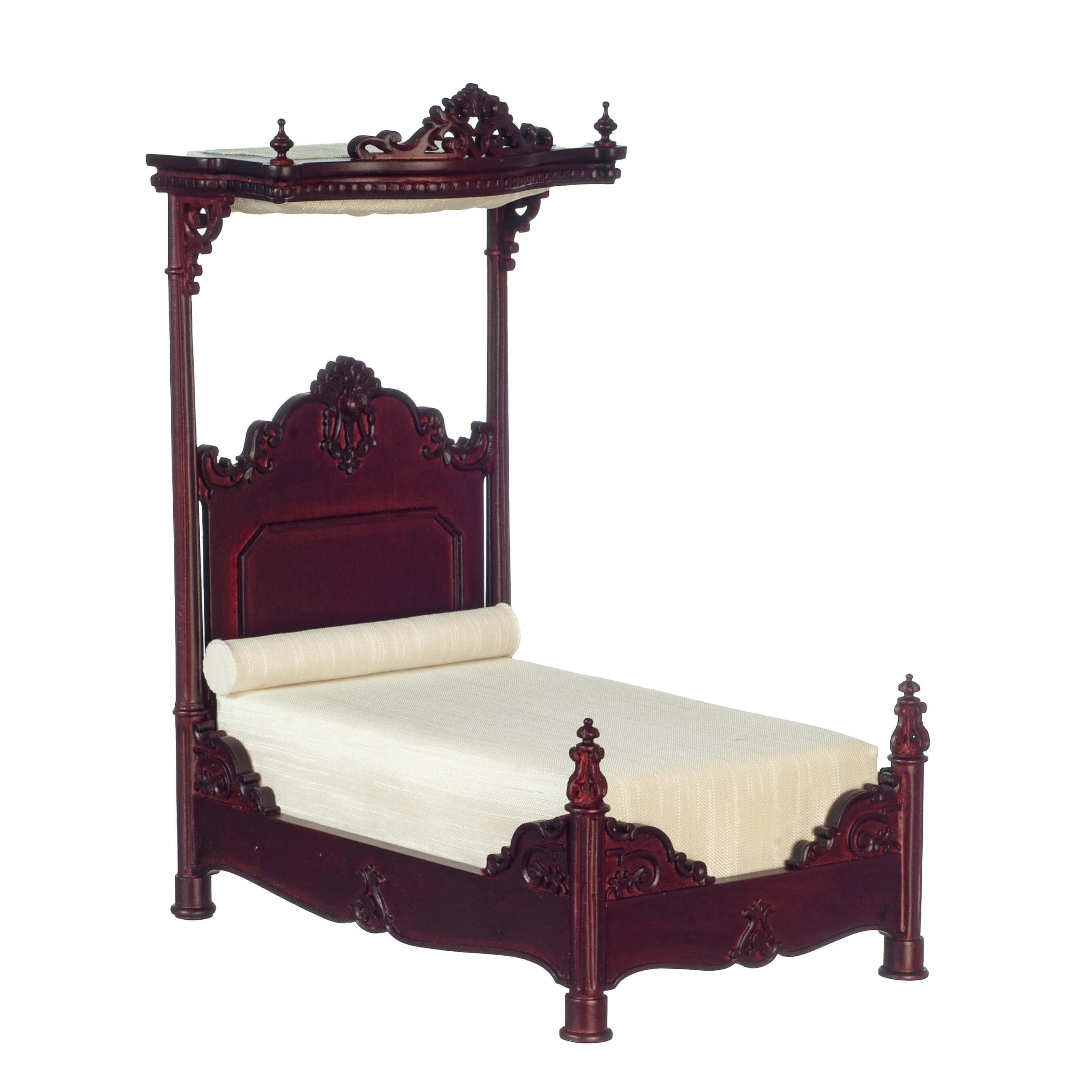 1860 Hand Carved Timber Victorian Half Tester Bed - Mahogany