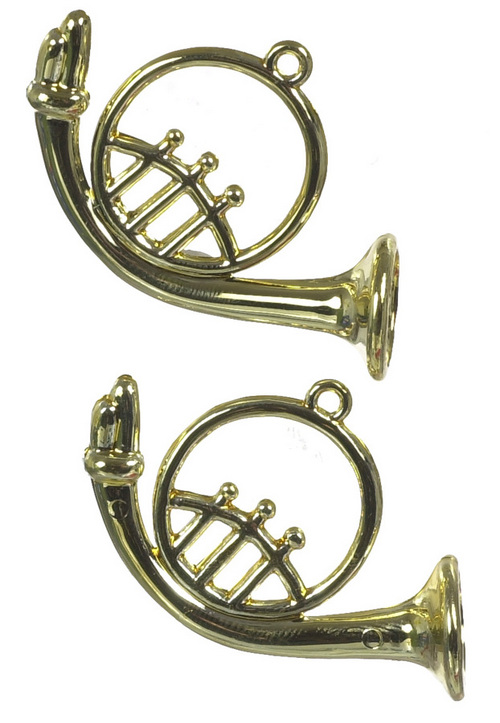 Gold French Horn Plastic 2pc Mary's Dollhouse Miniature Accessories