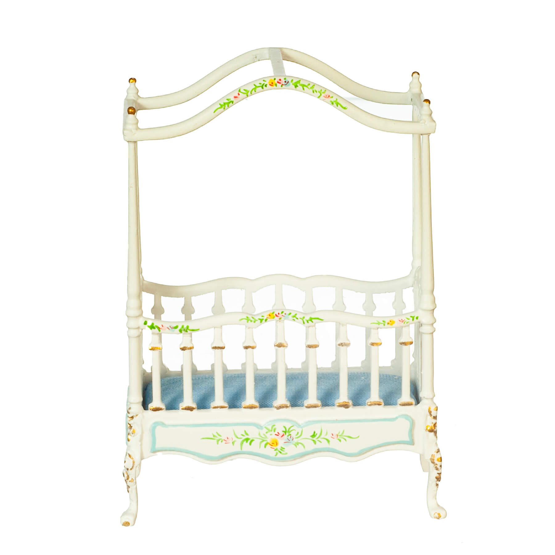 1/2in Scale Canopy Baby Crib - White