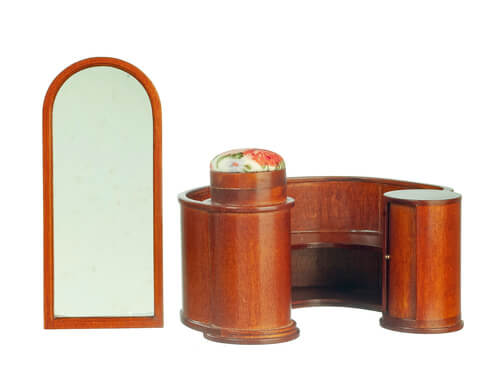 Art Deco Dressing Table w/ Wall Mirror - Walnut