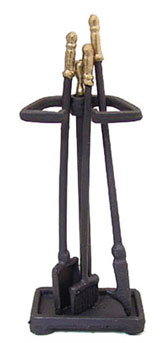 (image for) Black/Gold Fireplace Set