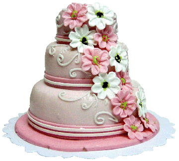Pink & White 3 Tier Floral Wedding Cake