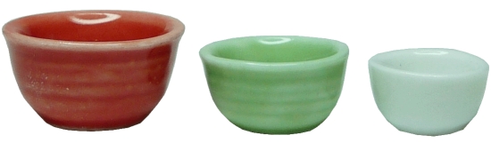 Ceramic Bowl Set Red White & Green 3pc