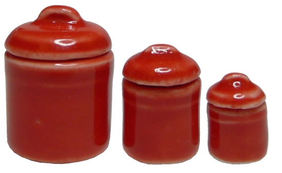 Red Canister Set w/ Lids 3pc