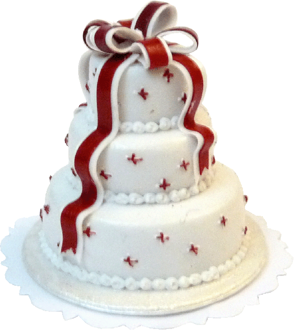 3 Tier Cake with Red Ribbon