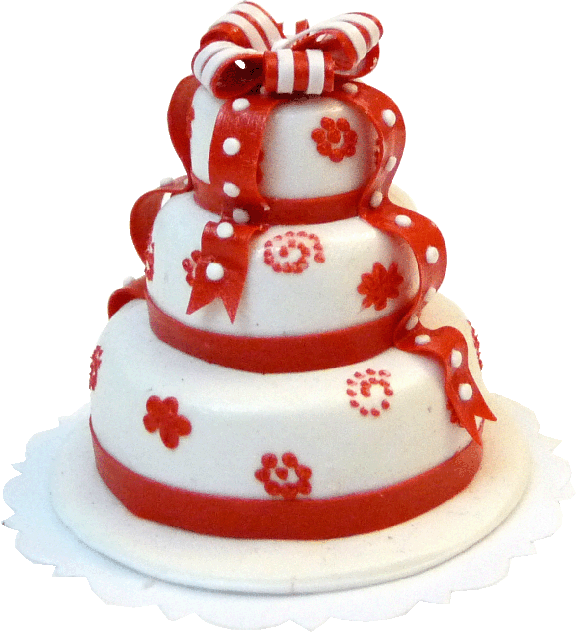 3 Tier Cake with Red Ribbon