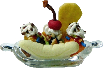 Banana Split in Glass Dish
