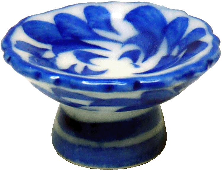 Blue Ceramic Pedestal Bowl Stand