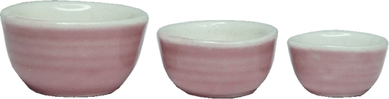 Ceramic Bowl Set Pink & White 3pc