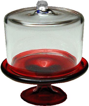 Red Glass Cake Plate w/ Cover