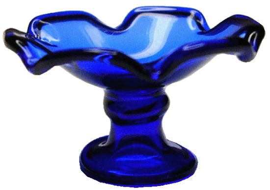 Fluted Blue Pedestal Glass Dish