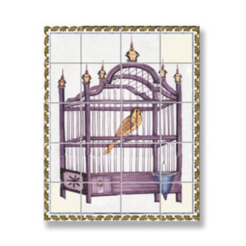 Bird in Cage Picture Mosaic Tile Sheet