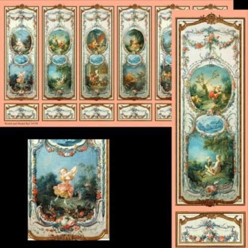 1/2in Scale Victorian Dance Wall Panel Sheet