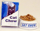 Box of Cat Food & Bowl