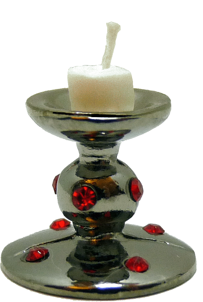Ruby Encrusted Candlestick with White Candle