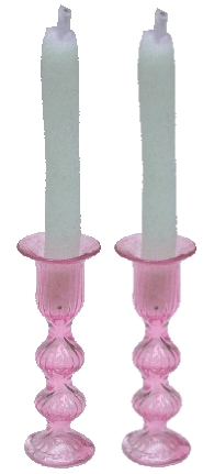 Pink Candlestick Holders w/ Candles