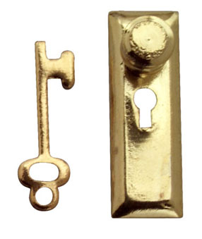 1/2 In Scale Brass Knob Plate w/ Key 6pc