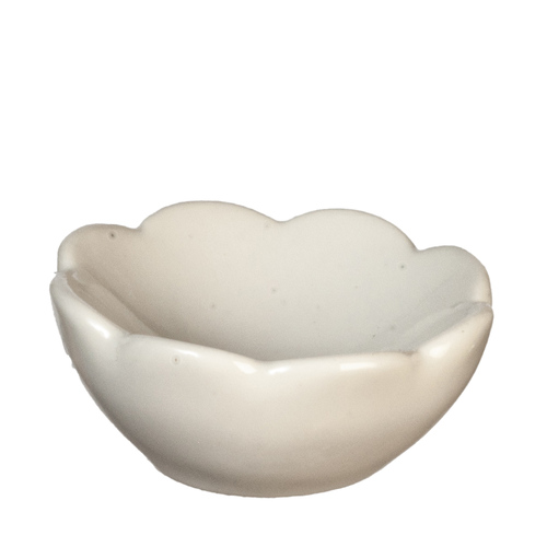 (image for) White Scalloped Ceramic Soup Dinner Bowl