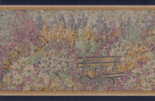 Floral Bench Wall Mural